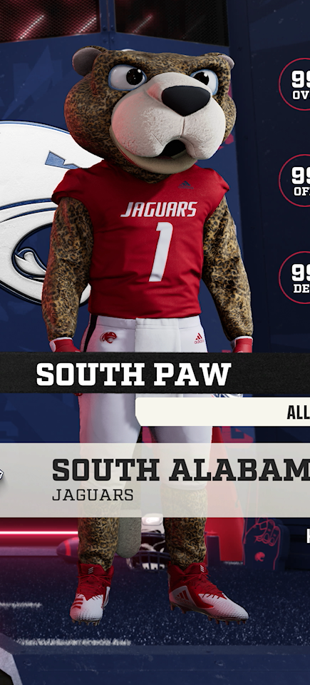 South Paw, the South Alabama Jaguars mascot