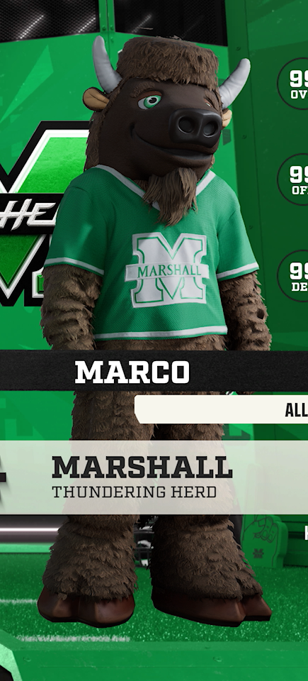 Marco, the Marshall Thundering Herd mascot