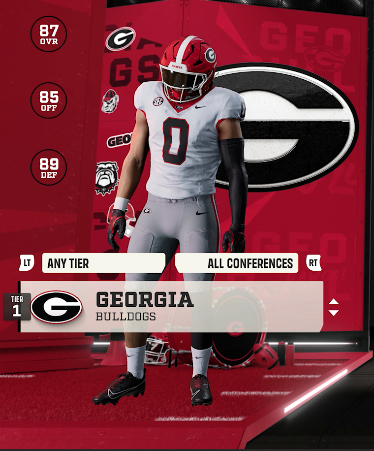 Georgia team card — Tier 1