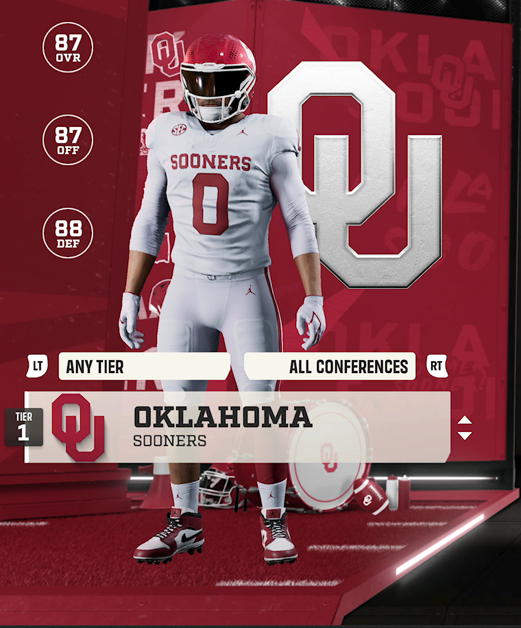 Oklahoma team card — Tier 1