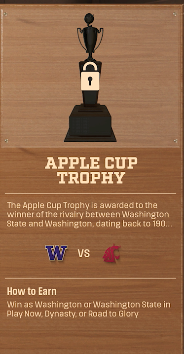 APPLE CUP TROPHY rivalry trophy card