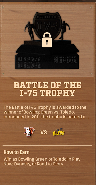 Battle of I-75 Trophy rivalry trophy card