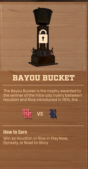 Bayou Bucket rivalry trophy card