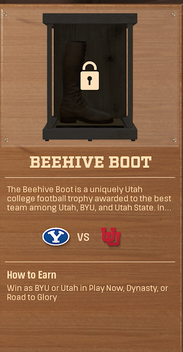 BEEHIVE BOOT rivalry trophy card