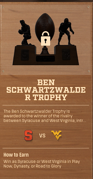 BEN SCHWARTZWALDER TROPHY rivalry trophy card