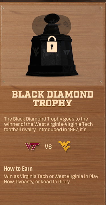 BLACK DIAMOND TROPHY rivalry trophy card
