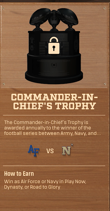 COMMANDER-IN-CHIEF'S TROPHY rivalry trophy card