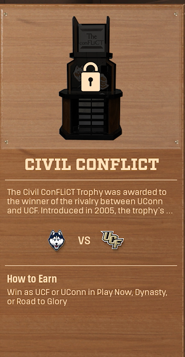 Civil ConFLiCT rivalry trophy card