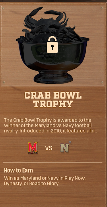 CRAB BOWL TROPHY rivalry trophy card