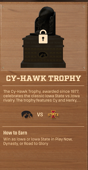 CY-HAWK TROPHY rivalry trophy card