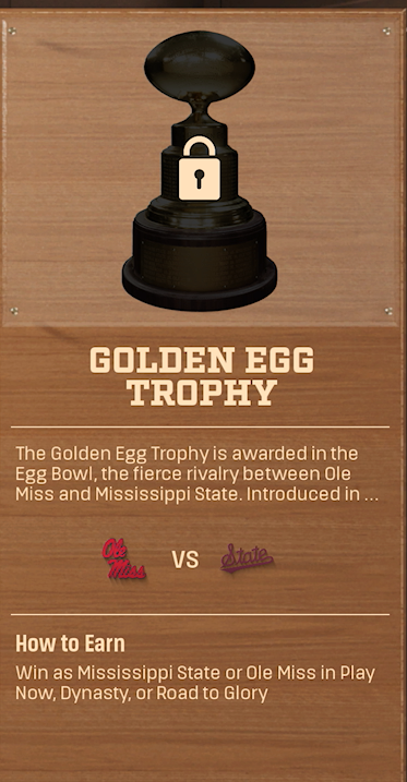 GOLDEN EGG TROPHY rivalry trophy card