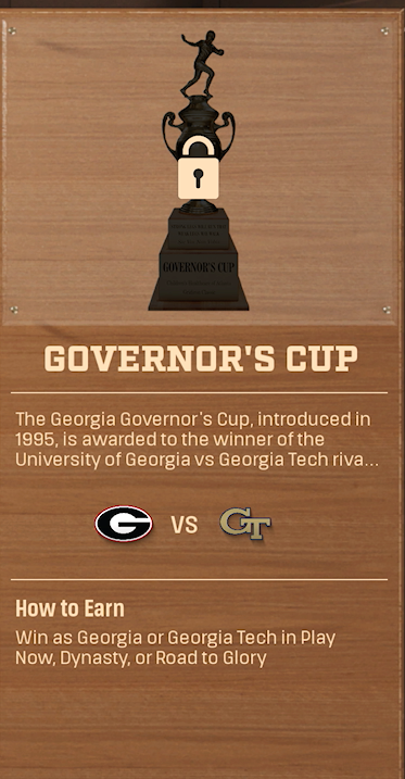 GOVERNOR'S CUP rivalry trophy card
