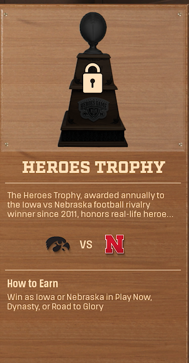 HEROES TROPHY rivalry trophy card