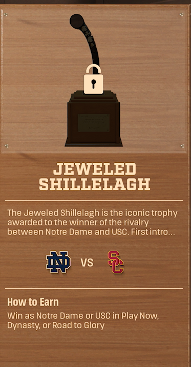 Jeweled Shillelagh rivalry trophy card