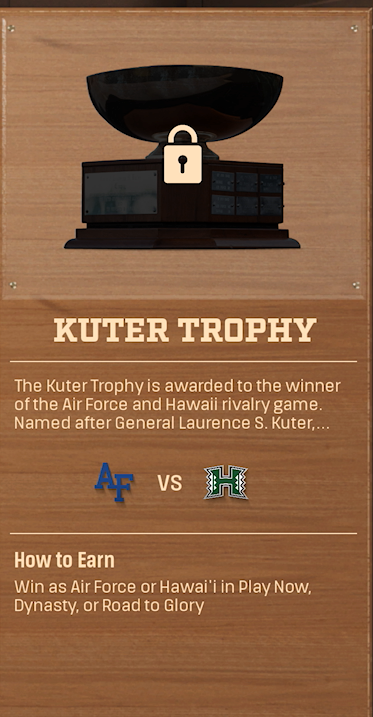 KUTER TROPHY rivalry trophy card