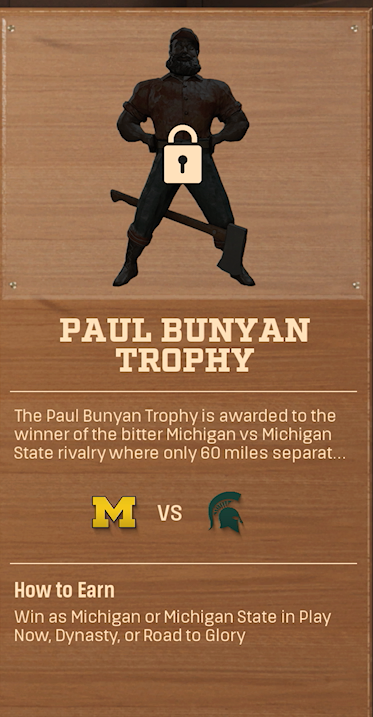 PAUL BUNYAN TROPHY rivalry trophy card
