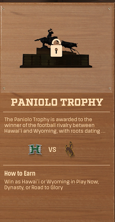 Paniolo Trophy rivalry trophy card