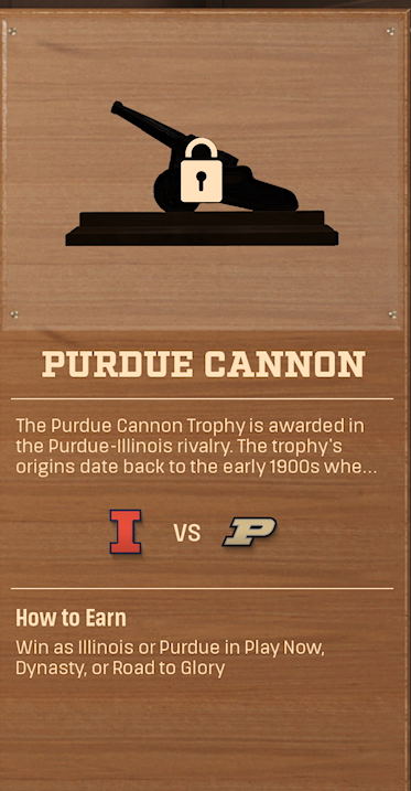 Purdue Cannon rivalry trophy card