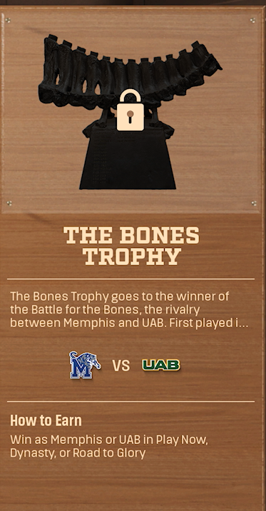 THE BONES TROPHY rivalry trophy card