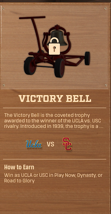 VICTORY BELL rivalry trophy card