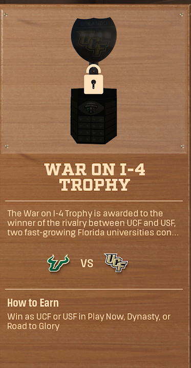 WAR ON I-4 TROPHY rivalry trophy card