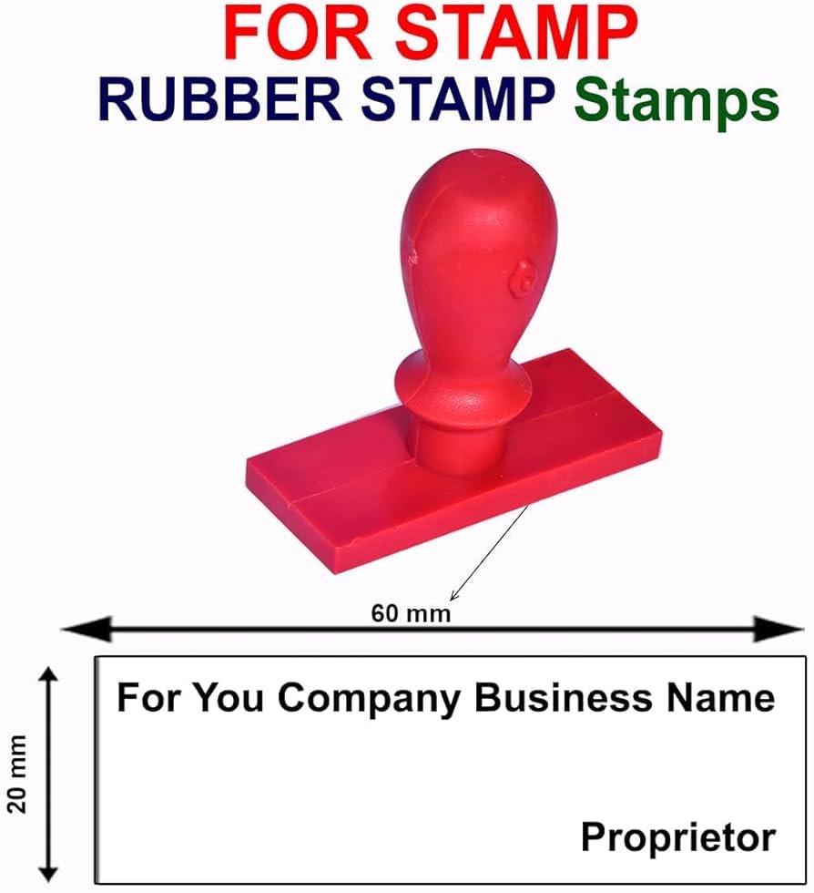 Rubber Stamp for Stamp Customize Business Name and Proprietor, 60x20mm, Durable Plastic Handle, Stamp Pad