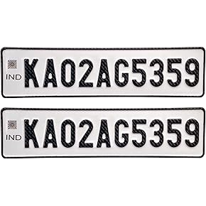 IND Embossed Car Number Plate Set | Die-Pressed | IND Font & Hologram |High Visibility Black Lettering | Non-HSRP | No Barcode or Serial Code| Compatible with Old Registration