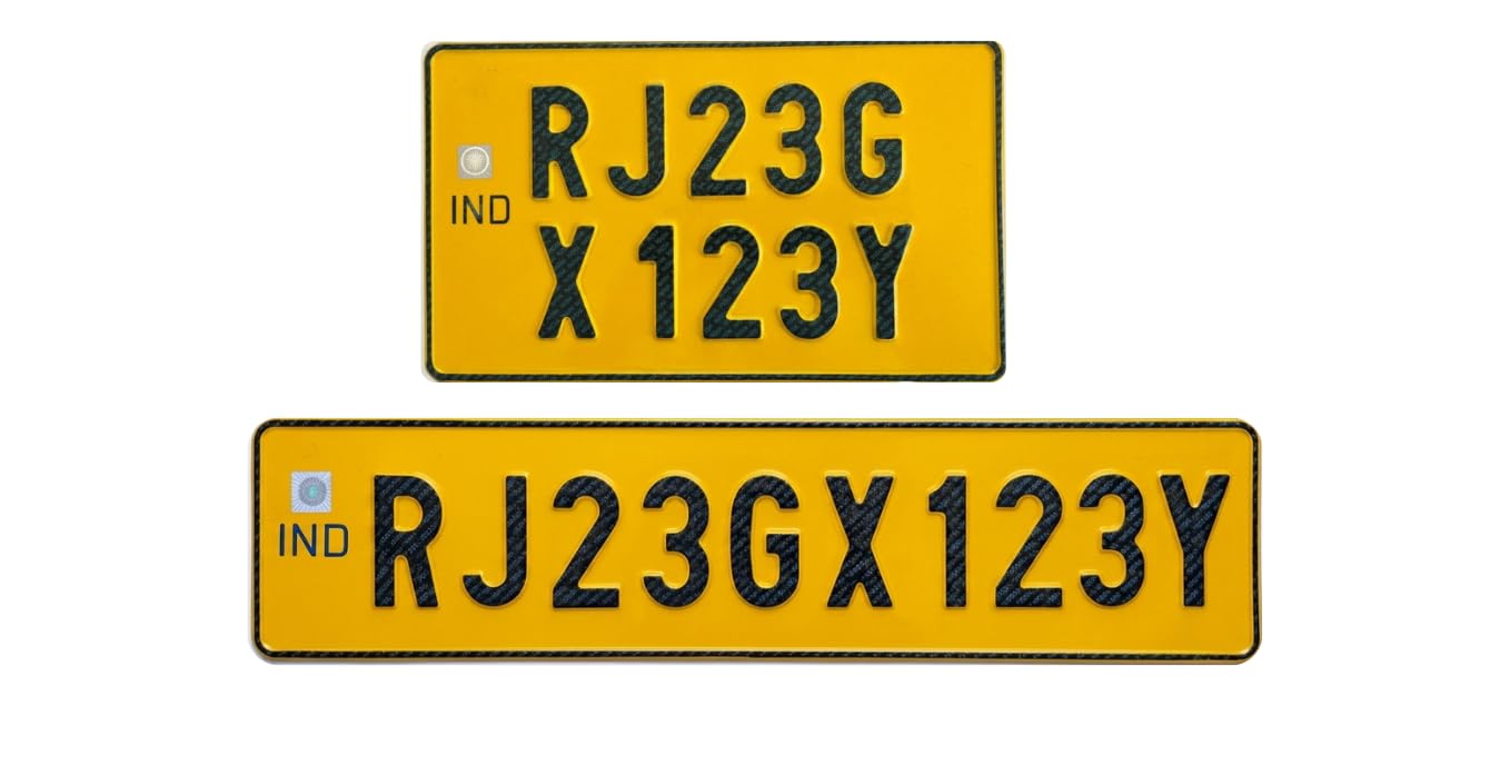 IND Embossed Truck Number Plate, Front and Back with Hologram for Universal Truck/Bus (Taxi) | Without Bar-Code or Serial Number |for Old Vehicle | Light Reflective Aluminium Pressed Plate|