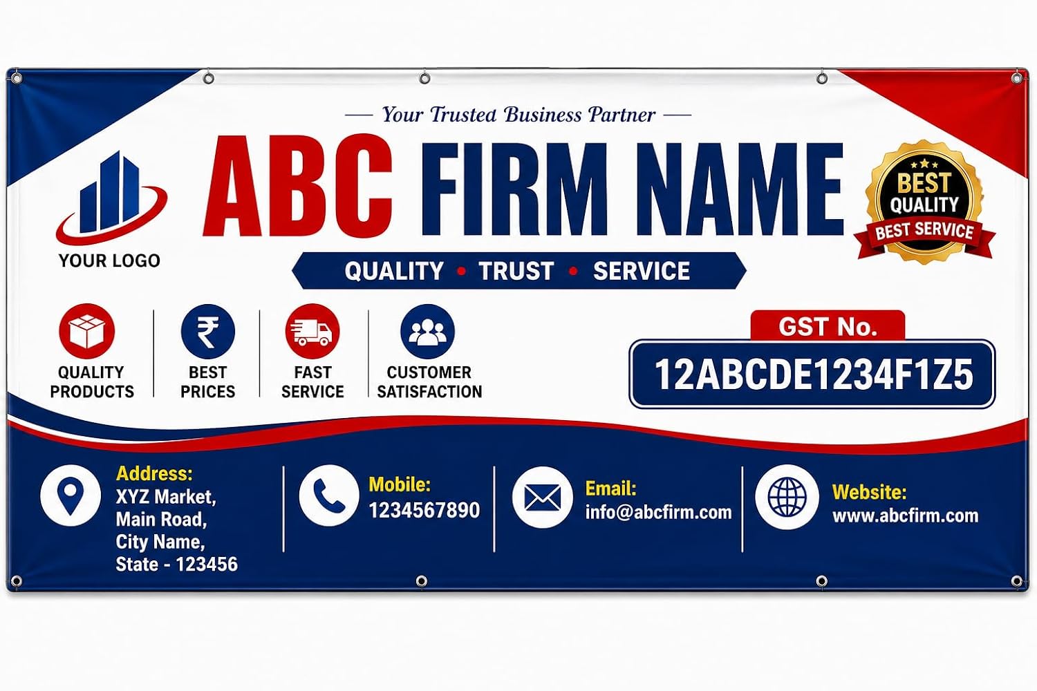 customized Flex Banner for Your Firm Size 3X6 Feet Flex Digital Print Star quality Banner for Shop, Factory, Office, School, Any Business Premisses