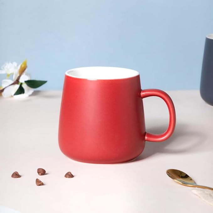 Nestasia Matte Finish Coffee Mug | Microwave & Dishwasher Safe Ceramic Tea Cup | Perfect for Latte, Americano, Cappuccinos, Tea Bag & Beverages (Red, 500ml)