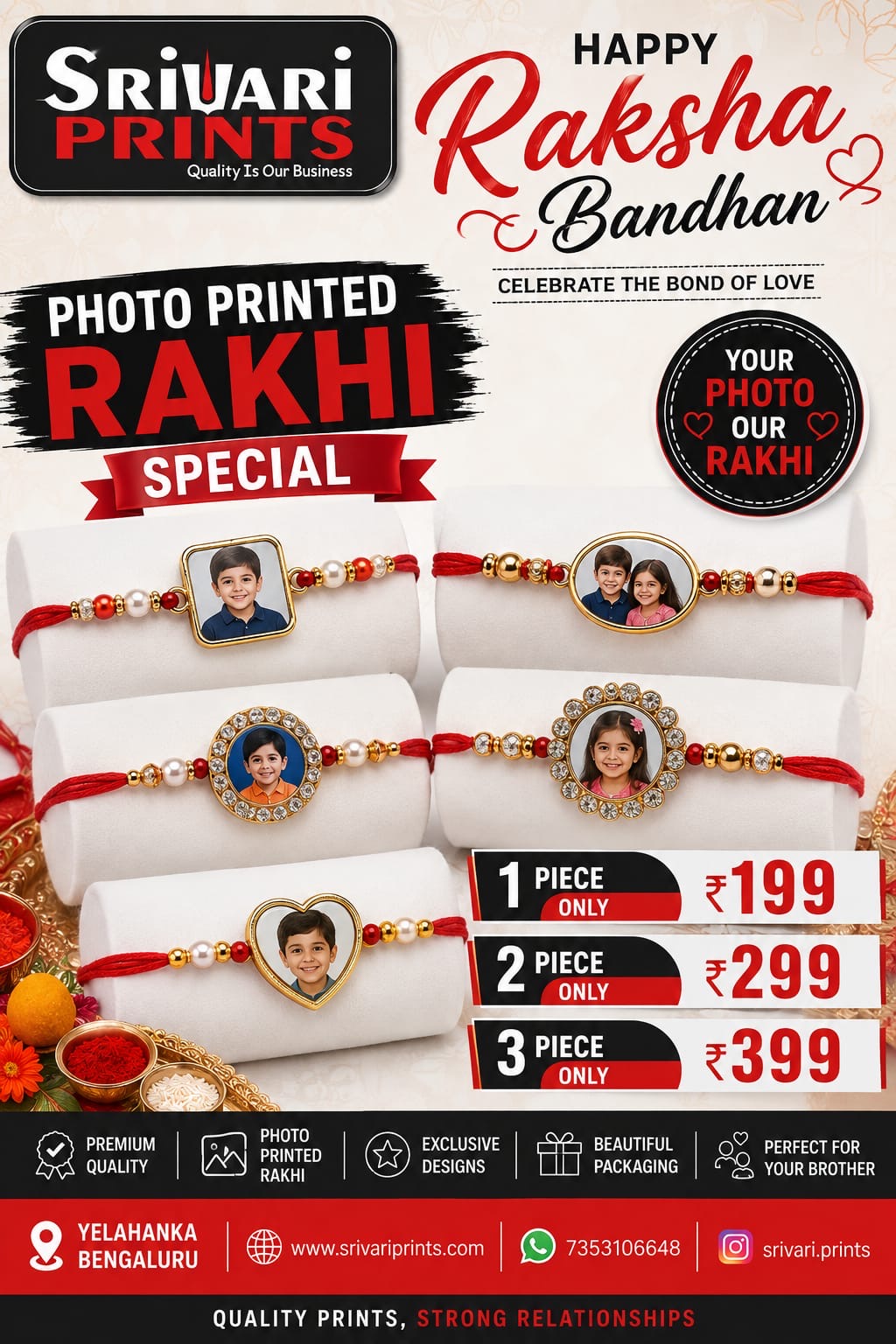 Photo printed Rakhi 2pice