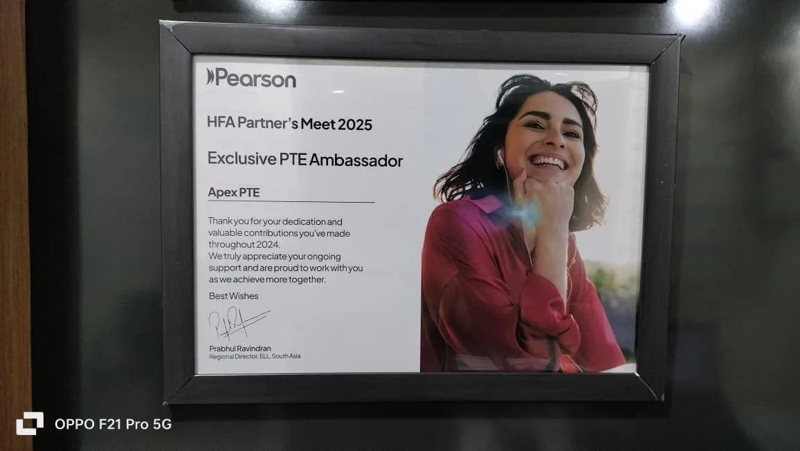 Pearson PTE & IELTS Voucher Official Partner Award