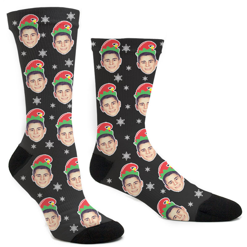 Custom Christmas Elf Head Socks Holidays