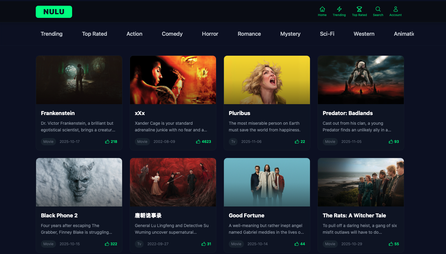 Nulu - Modern Streaming Platform