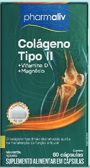PHARMALIV Colágeno Tipo II + Vitamina D + Magnésio 60 cápsulas