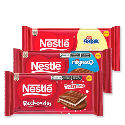 Chocolate Recheado NESTLÉ Charge, Negresco, Prestígio, Galak 90 g