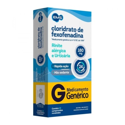 Cloridrato de Fexofenadina 180 mg 10 comprimidos – Genérico EMS