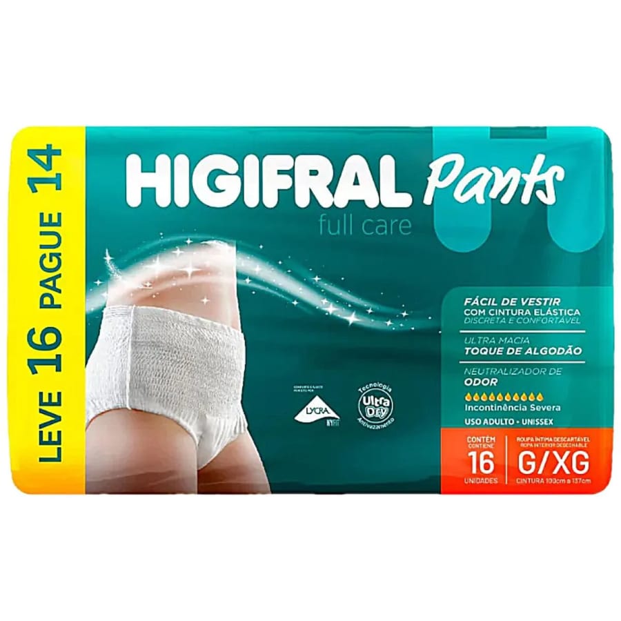 Roupa Íntima HIGIFRAL Pants Full Care G/XG, P/MD 16 unidades