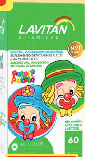 LAVITAN Vitaminas Infantil Patati Patatá Uva, Lima-Limão e Laranja 60 comprimidos mastigáveis