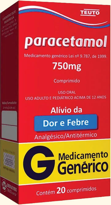 PARACETAMOL 750 mg 20 comprimidos