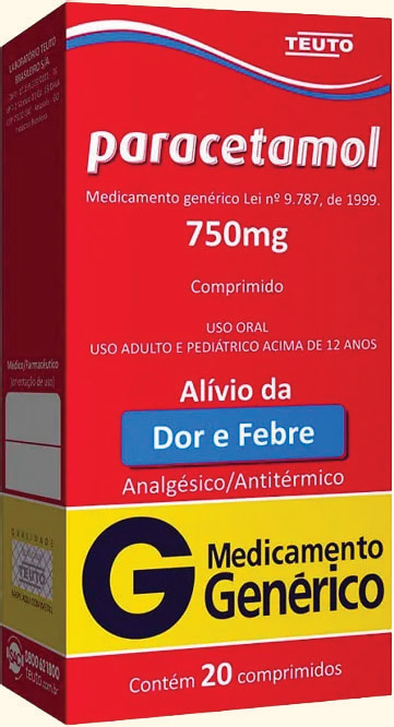 PARACETAMOL 750 mg 20 comprimidos