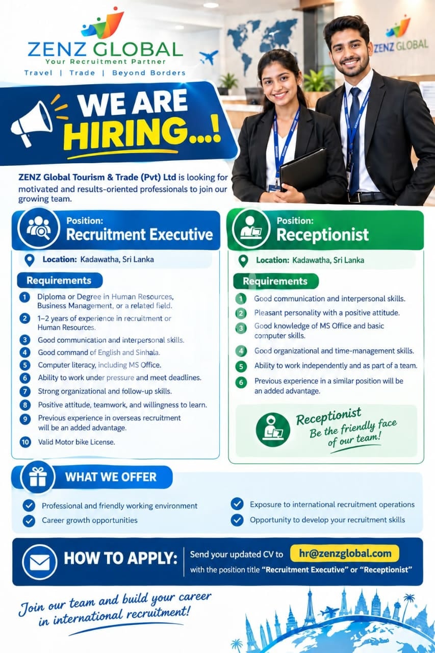 Recruitment Executive / Receptionist flyer