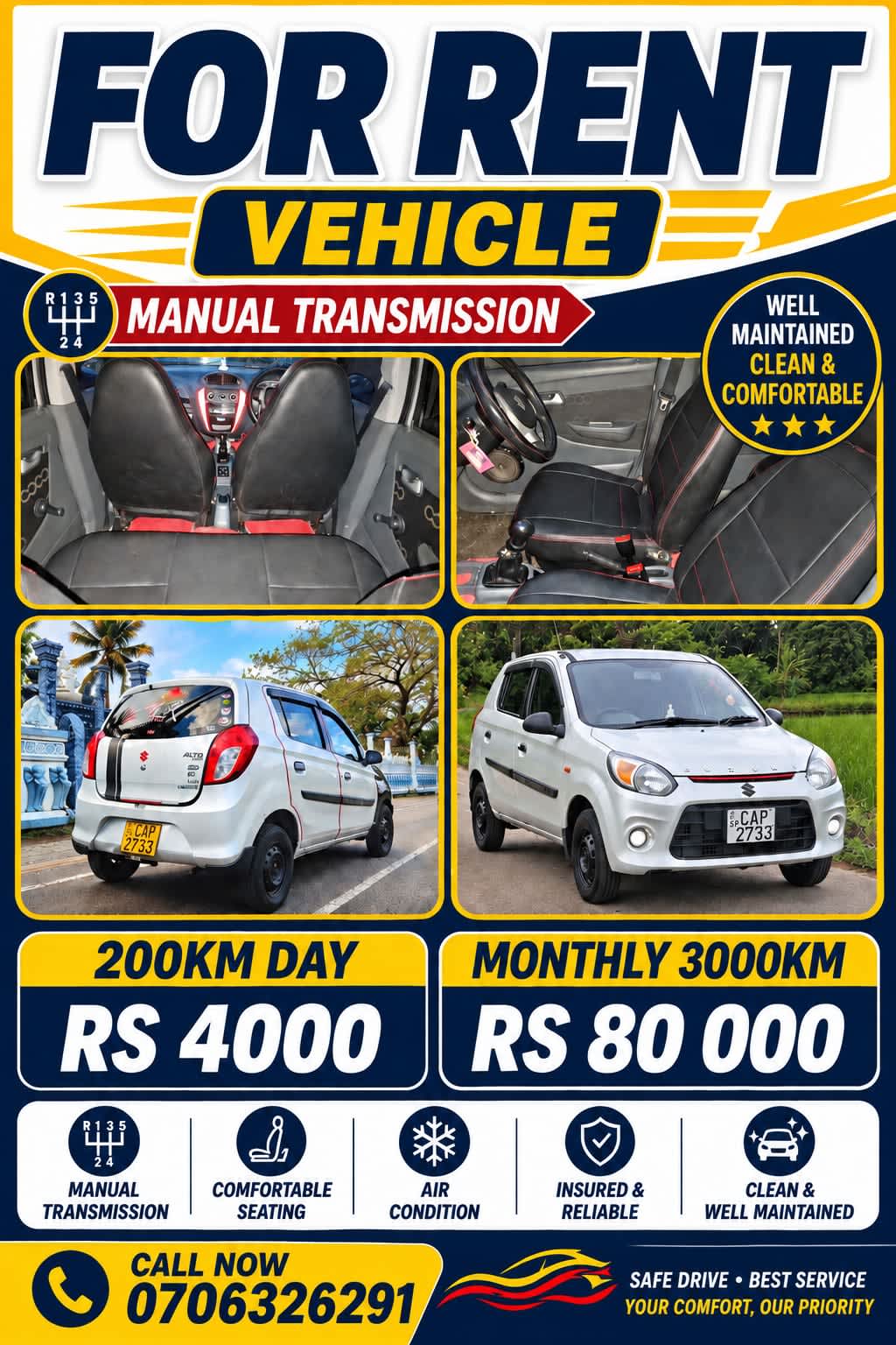 Suzuki Alto car Rent vehicle 1