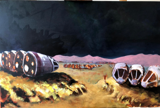 The painting at an early stage