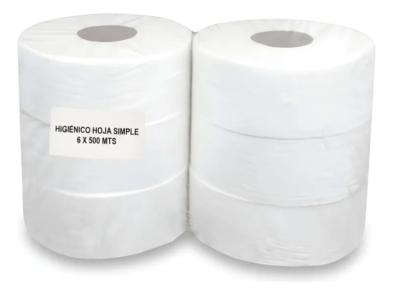 HIGIÉNICO HOJA SIMPLE 500MT (1X6)