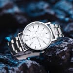 Relógio De Quartzo Para Homens Moderno Casual Prata Preto Branco Cores Uso Diário Pulso Essencial