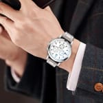 Relógio De Quartzo Empresarial De Aço Inoxidável Masculino Profissionais De Escritório Excl Caixa Preto Branco