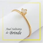 Par Aliança e Anel Solitário 4MM Noivado Casamento compromisso 100% em moeda cor de ouro 18k