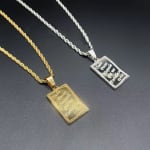 Corrente Masculina e Feminina Aço Inoxidável 316L Prata/Dourado Colar com Pingente Placa Tudo Posso