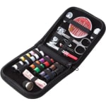 Kit Costura Viagem Acessórios Agulhas Linha Tesoura Bolsa c/ Zíper Completo C/ 42/90/128 Peças